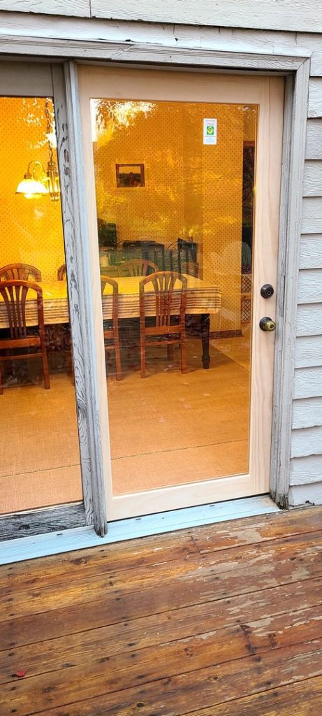 wooden glass door condition before repairs